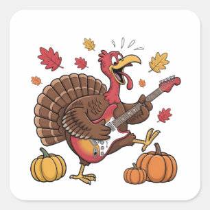 Guitarist Turkey Electric Guitar Concert Music Square Sticker