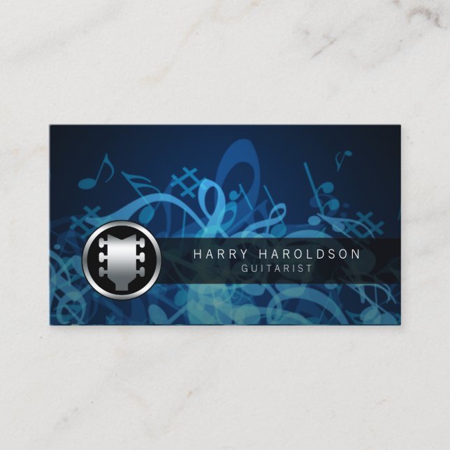 Guitariste Bold Guitare Headstock Icon Carte de vi (Devant)