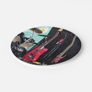 Guitars and Drums Paper Plate