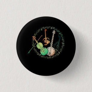 Guitars Banjos Fiddle Mandolin Colourful Node Musi 1 Inch Round Button