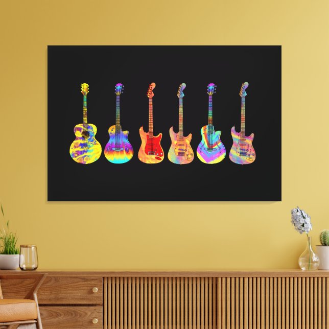 Guitars Colourful Musical Instruments Canvas Print (Insitu(LivingRoom))