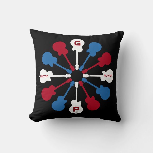 guitars . guitarist . guitarman throw pillow (Front)