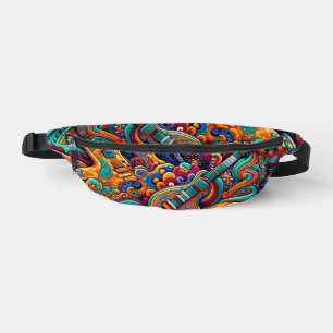 Guitars in mandala batik style fanny pack