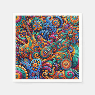 Guitars in mandala batik style napkin