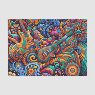 Guitars in mandala batik style tissue paper
