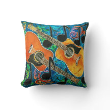 Guitars Polyester Throw Pillow 16" x 16"