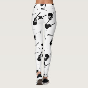 Guitars Rock Black White on white Leggings
