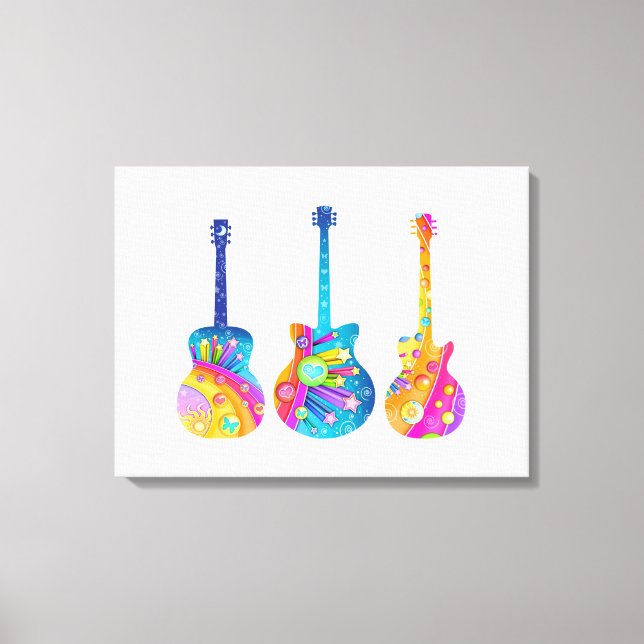 GUITARS Stretched CANVAS ART PRINTS (Front)