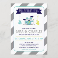 Guiter and Drums Rock a Bye Baby Shower Invitation