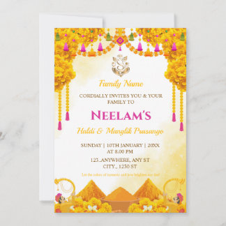Gujarati Haldi & Manglik Prasango Invitation card