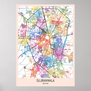 Gujranwala Pakistan City Map Poster