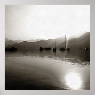 Gulets Ethereal In Grey Sailboat Painting Poster