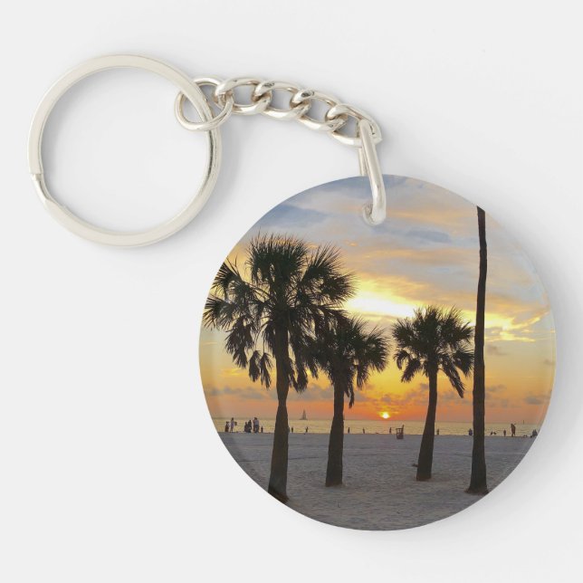 Gulf Beach Sunset with Address Keychain (Front)