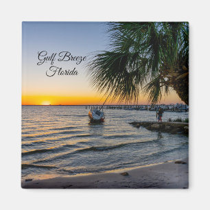 Gulf Breeze Florida Sunset Square Magnet