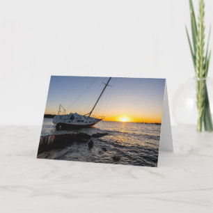 Gulf Breeze Sailboat Jetty Sunset Greeting Card