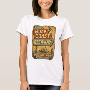 Gulf Coast Getaway – Retro Americana Shrimp Boat T-Shirt