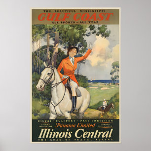 Gulf Coast Illinois Central RR Travel Poster