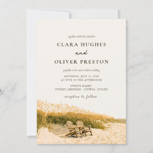 Gulf Coast Sea Oats Sunset Beach Dune Wedding Invitation