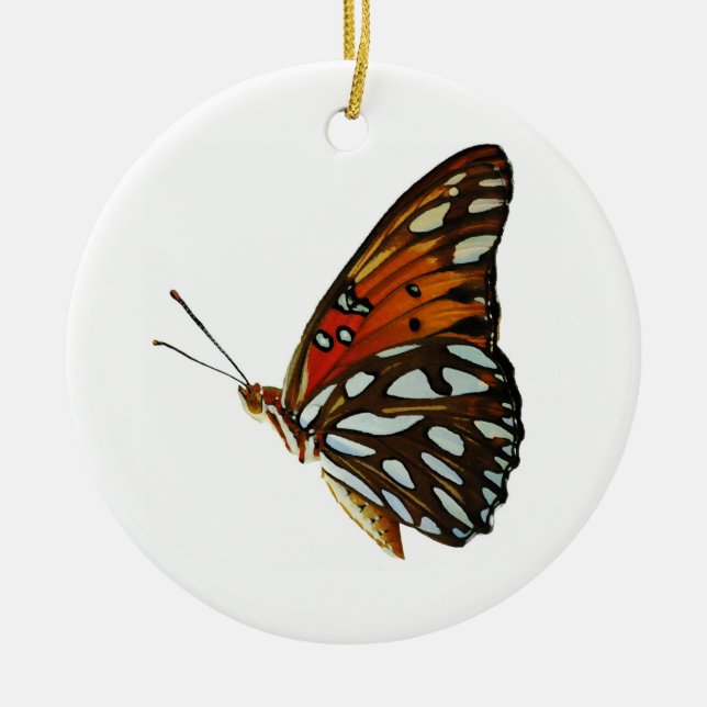 Gulf fritillary butterfly ornament (Front)