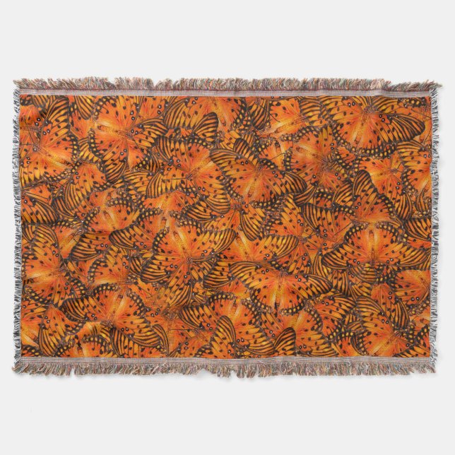 Gulf fritillary or Passion butterflies orange Throw Blanket (Front)