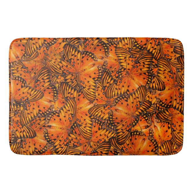 Gulf fritillary Passion orange brown butterfly Bath Mat (Front)