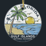 Gulf Islands National Seashore Florida Vintage Ceramic Ornament<br><div class="desc">Gulf Islands National Seashore hand drawn illustration with palm trees and waves in the background. Perfect for anyone who loves to visit Gulf Islands National Seashore.</div>
