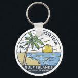 Gulf Islands National Seashore Florida Vintage Keychain<br><div class="desc">Gulf Islands National Seashore hand drawn illustration with palm trees and waves in the background. Perfect for anyone who loves to visit Gulf Islands National Seashore.</div>