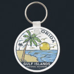 Gulf Islands National Seashore Florida Vintage Keychain<br><div class="desc">Gulf Islands National Seashore hand drawn illustration with palm trees and waves in the background. Perfect for anyone who loves to visit Gulf Islands National Seashore.</div>