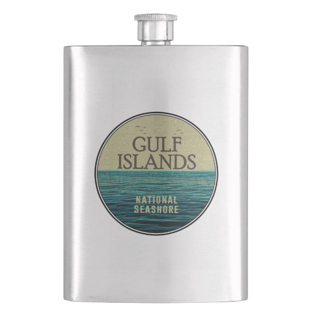 Gulf Islands National Seashore Ocean Birds Hip Flask (Front)