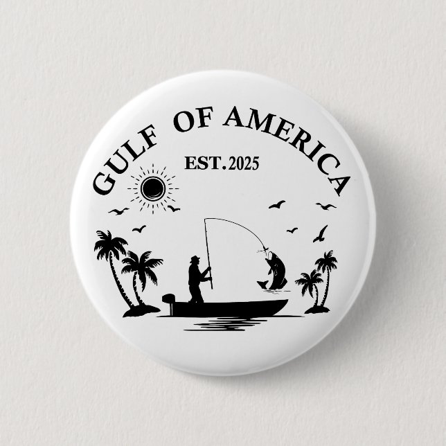 Gulf of America fishing pole American patriotic 2 Inch Round Button (Front)