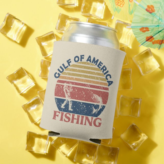 Gulf of America fishing pole American patriotic Can Cooler (In Situ Summer)