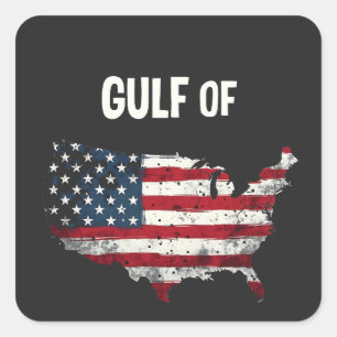 Gulf Of America Funny Trump USA Map Flag  Square Sticker