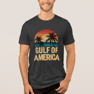 Gulf of America Retro Sunset Palm Trees Vintage Tri-Blend Shirt