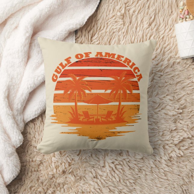 Gulf of America vintage American patriotic Throw Pillow (Blanket)