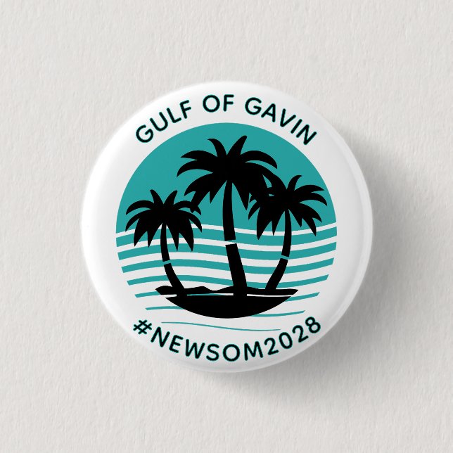 Gulf of Gavin | Funny Political Humour 1 Inch Round Button (Front)