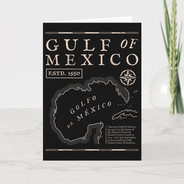 Gulf Of Mexico 1672 Historic Map  Card (Front)