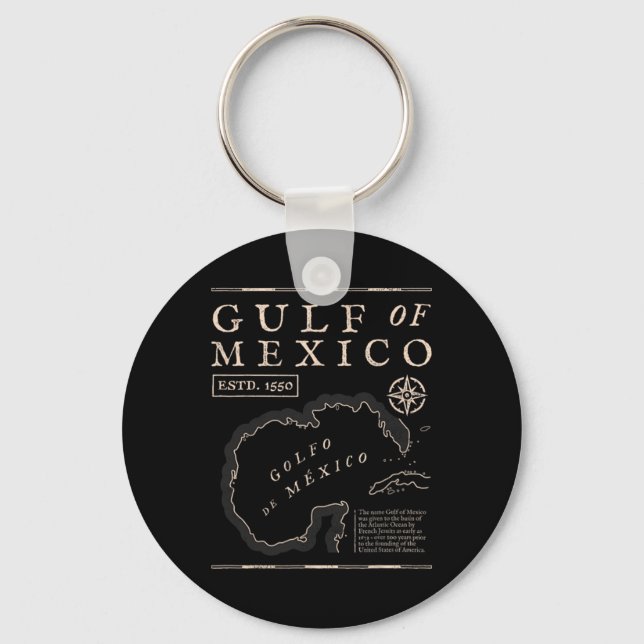 Gulf Of Mexico 1672 Historic Map  Keychain (Front)