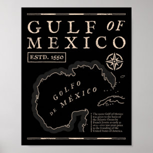 Gulf Of Mexico 1672 Historic Map  Poster