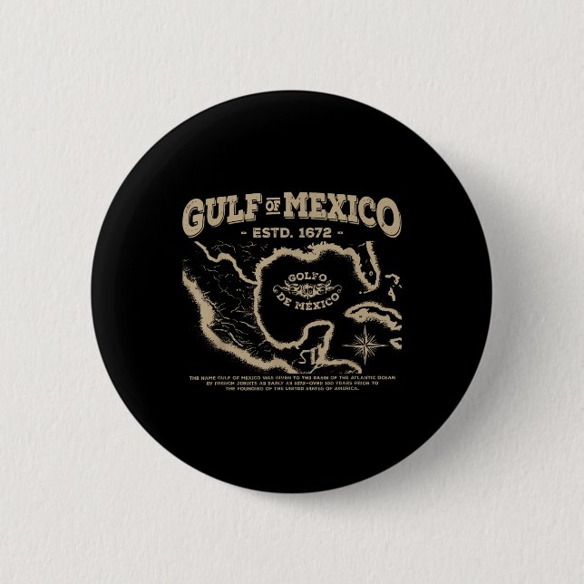 Gulf Of Mexico 1672 Map  2 Inch Round Button (Front)