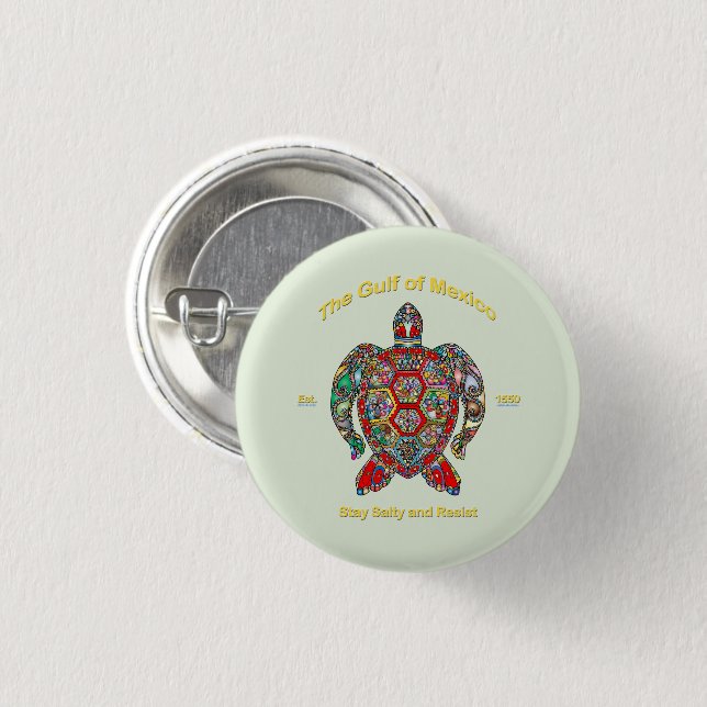 Gulf of Mexico 1 Inch Round Button (Front & Back)
