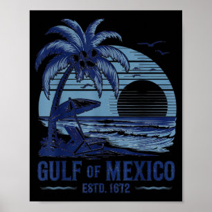 Gulf of Mexico Beach Palms Summer Vacation Poster
