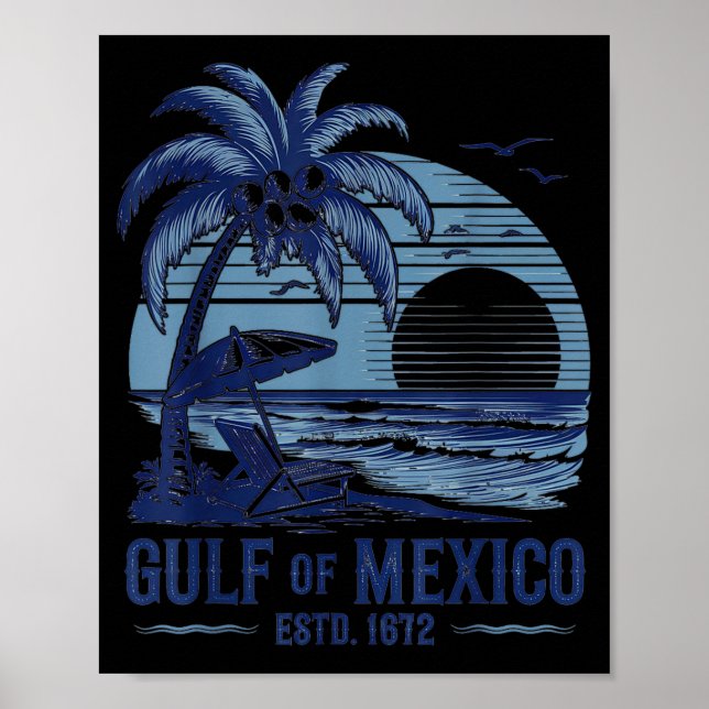 Gulf of Mexico Beach Palms Summer Vacation Poster (Front)
