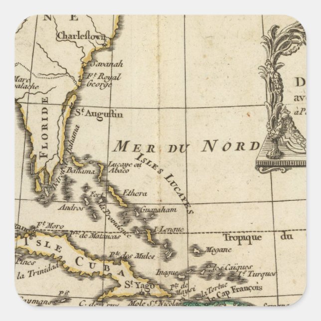 Gulf of Mexico, Caribbean Isles Square Sticker (Front)