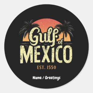 Gulf of Mexico est. 1550 Retro Beach Vibe Vintage Classic Round Sticker