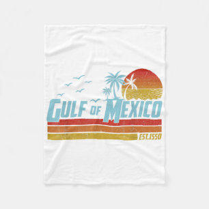Gulf Of Mexico Est 1550 Retro Vintage Beach Fleece Blanket