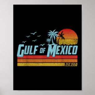 Gulf Of Mexico Est 1550 Retro Vintage Beach Poster