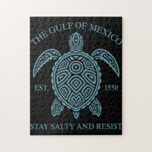Gulf Of Mexico ESTD 1550 Stay Salty And Resist Jigsaw Puzzle