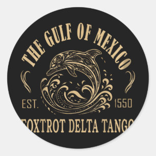 Gulf Of Mexico Foxtrots Deltas Tangos Retro Vintag Classic Round Sticker