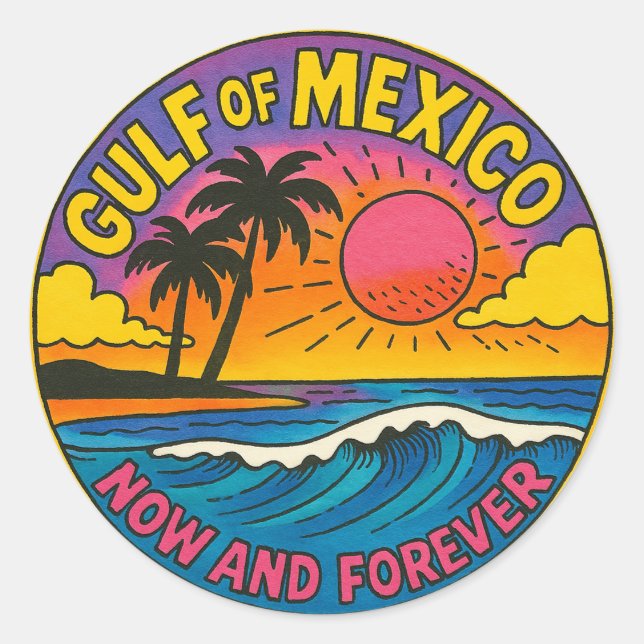 Gulf of Mexico Now and Forever Ocean Art           Classic Round Sticker (Front)