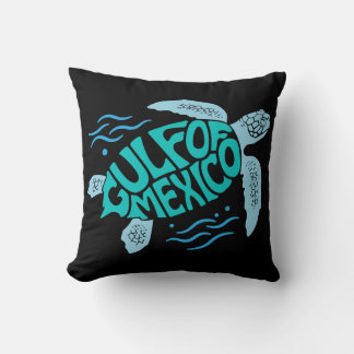 Gulf of Mexico Sea Turtle Typography Throw Pillow
